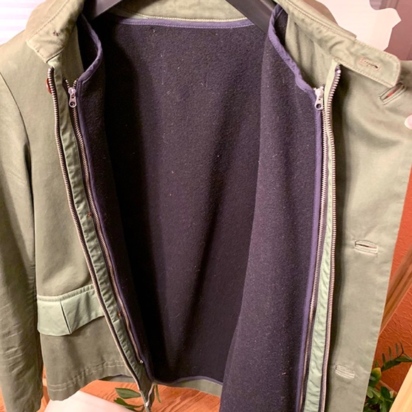 FOLK size 3 (medium) canvas coat with wool vest shell zip-out lining olive - Picture 2 of 3